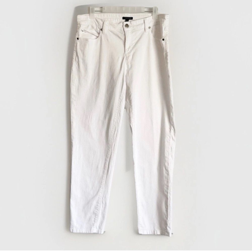 Eileen Fisher White Organic Cotton Slim Straight Stretch Jeans Women’s 10